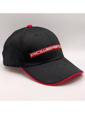 Powerstop Baseball Hat Cap Adjustable Strap Back Black Red Mechanic Work Wear